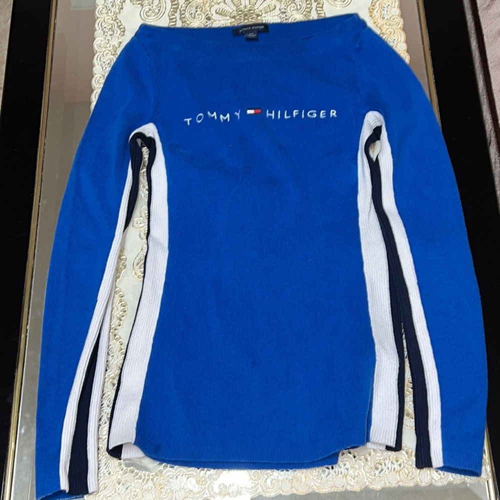 Tommy Hilfiger blue boat neck sweater
